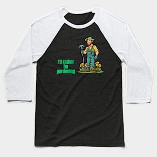 Cartoon design of a male gardener with humorous saying Baseball T-Shirt